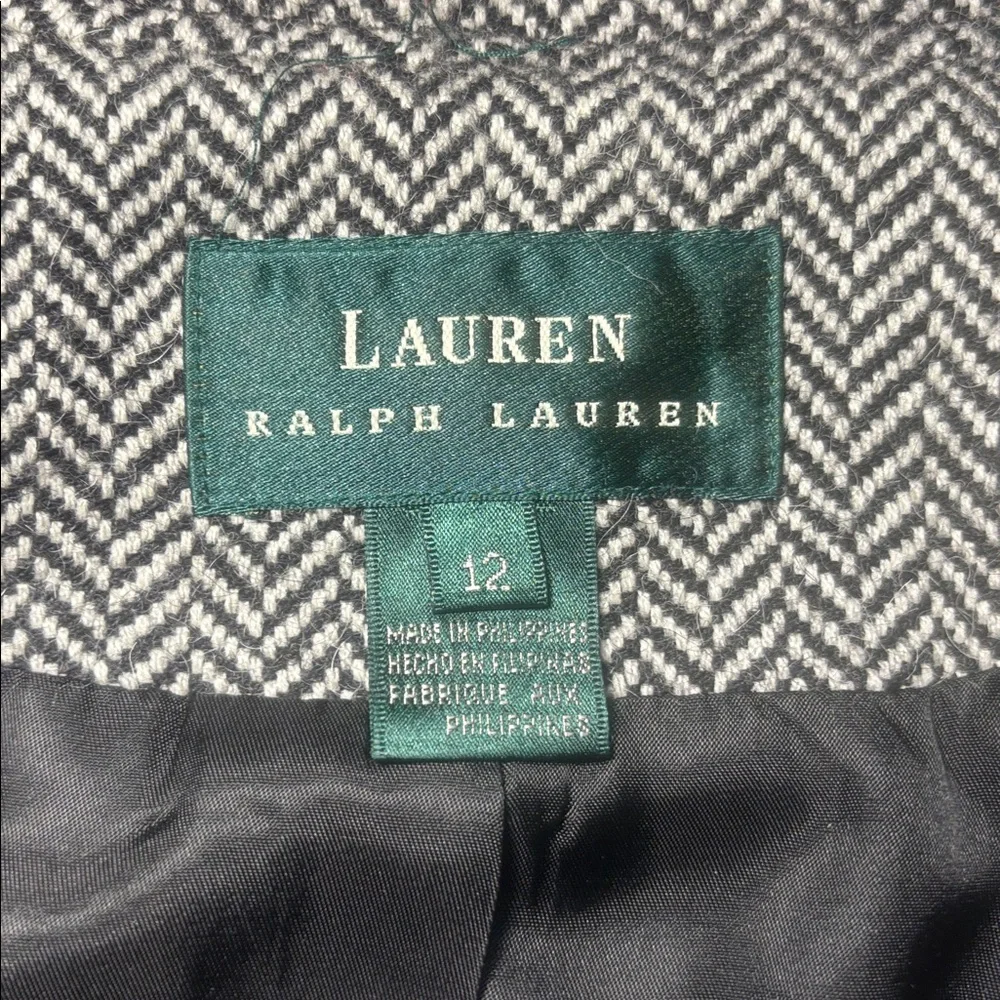 Lauren Ralph Lauren houndstooth zip boxy crop moto style wool alpaca jacket 12 - Picture 9 of 15